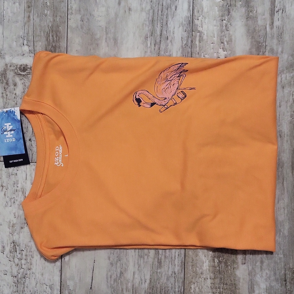 Izod Saltwater Crew Neck Graphic Tee Shirt